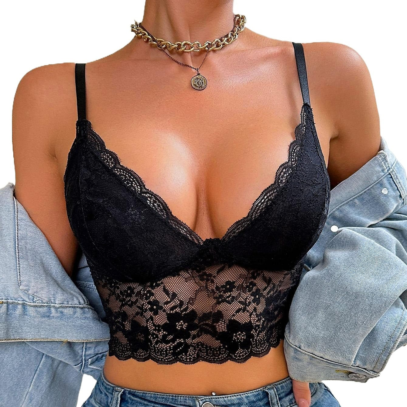 Lace Bralettes for Women Black Bra Size M 60 g