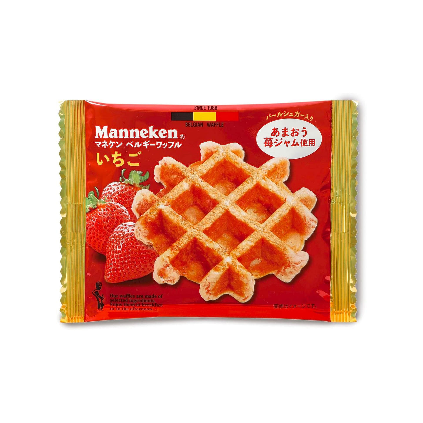 Japanese Waffle Cake Strawberry Sugar MANNEKEN 54g 1 each