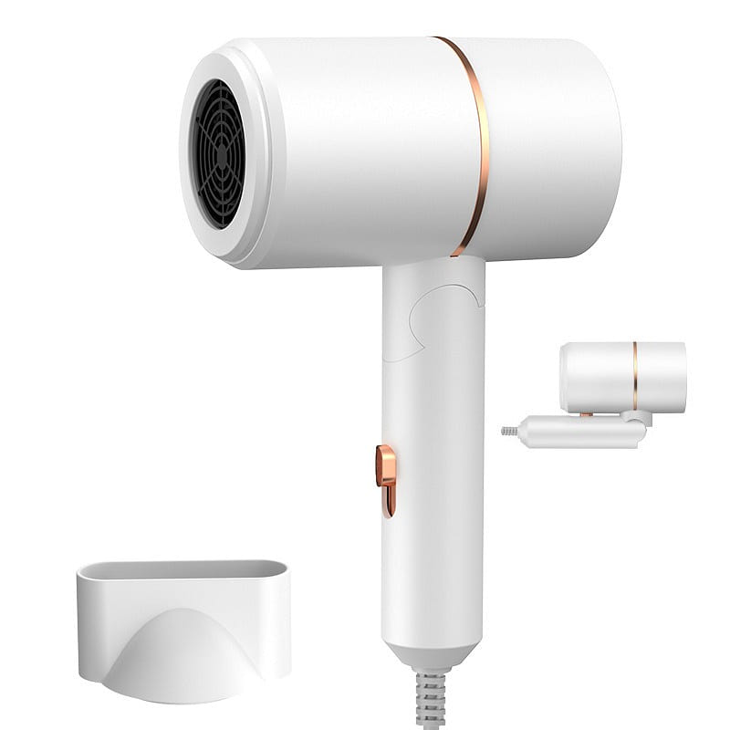 Foldable hair dryer Household negative ion protection generator hair dryer White 1 box