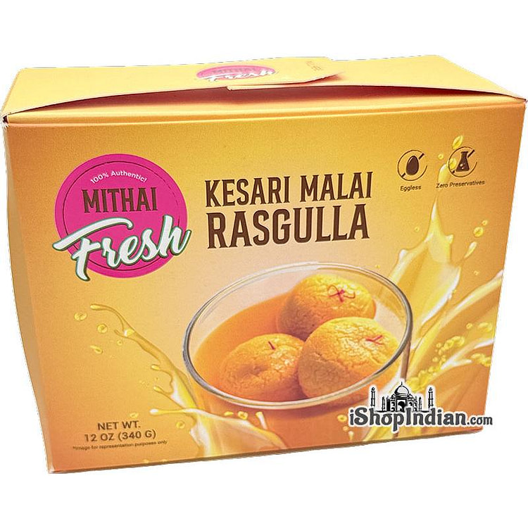 Mithai Fresh Kesari Malai Rasgulla, 12 oz pack