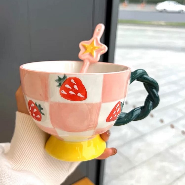 精美手绘花卉陶瓷杯 F