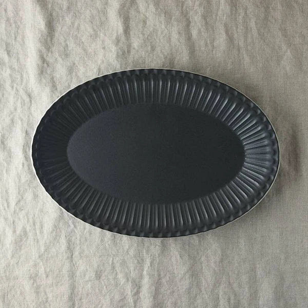 Shush Grace Mino Ware Oval Serving Plate Crystal Black 1 each