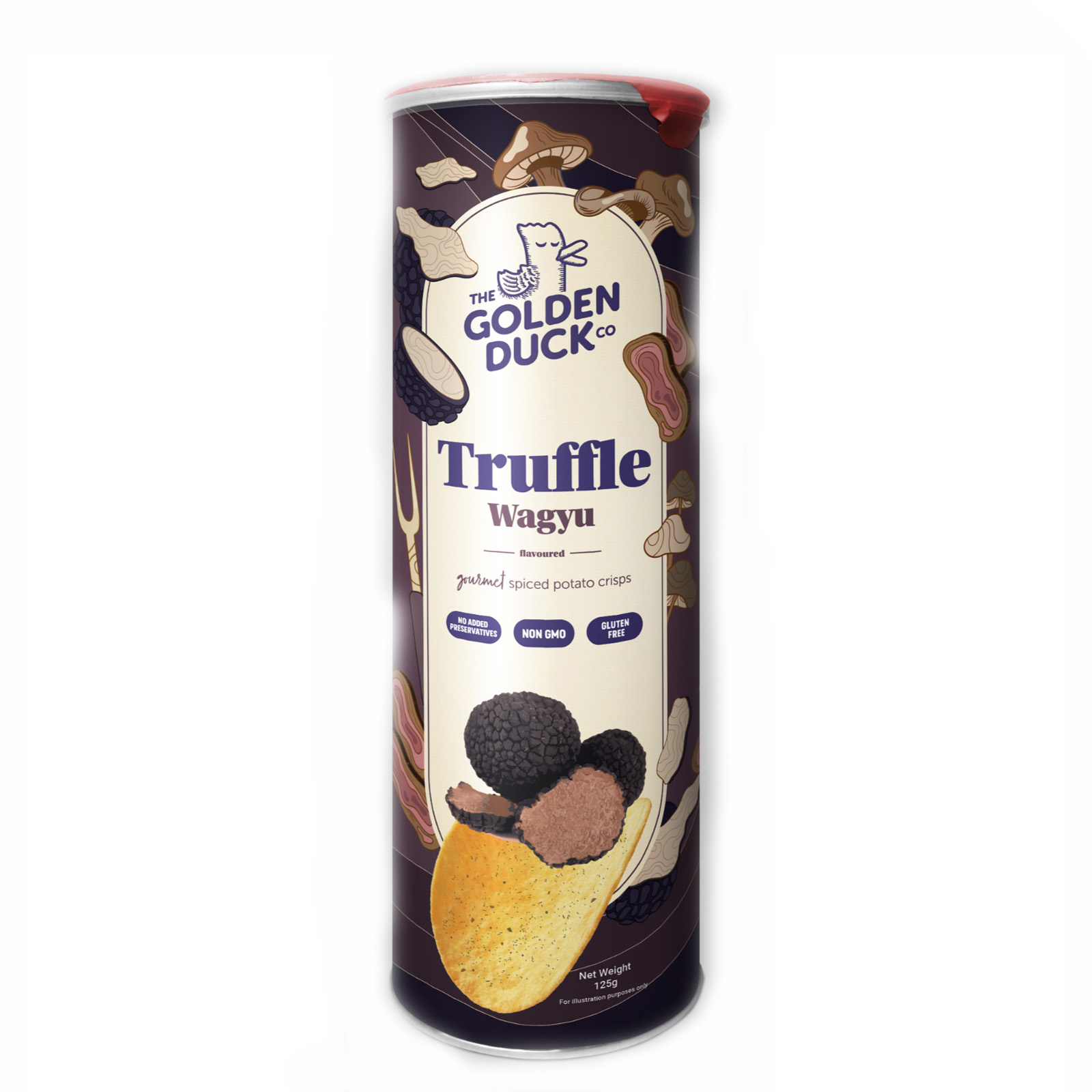 THE GOLDEN DUCK Gourmet Spiced Potato Crisps Truffle Wagyu Flv 125g 1 each