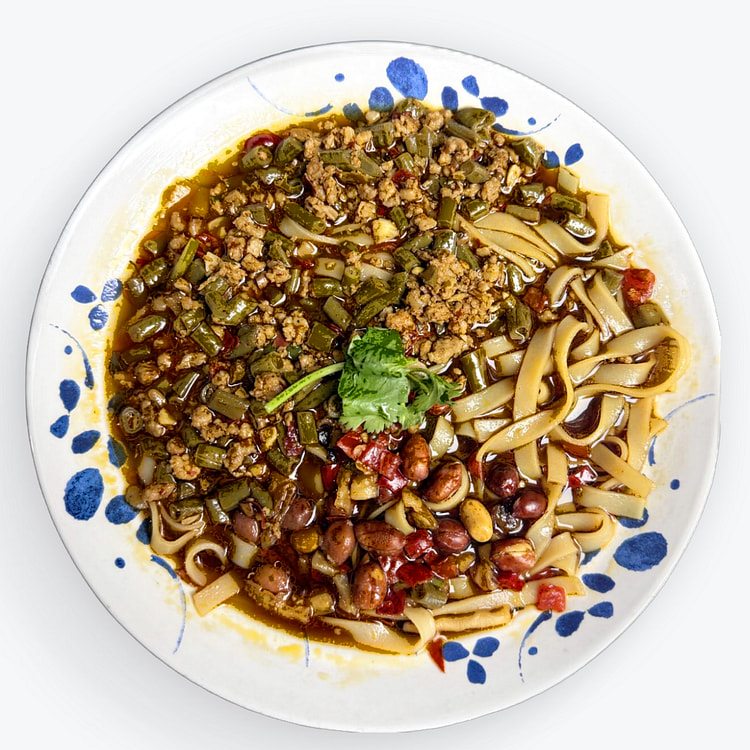 Minced Pork Pickled String Beans Flat Noodle Soup