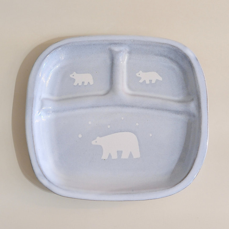 日本作家器 糸賀陶房 23cm分格盘 - 北极熊 1 个