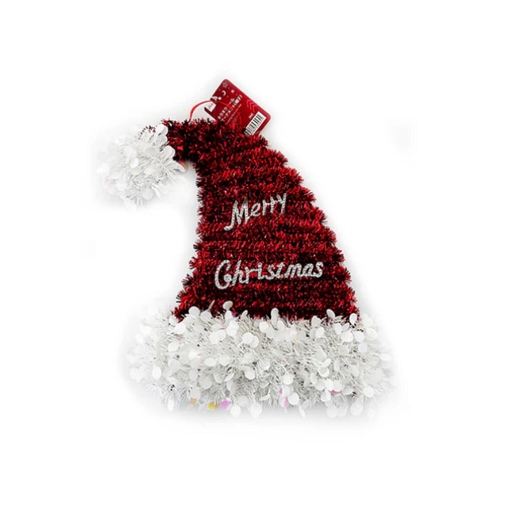DAISO Christmas Tree Decoration Sparkling Santa Hat 30cm x 29.5cm x 4cm