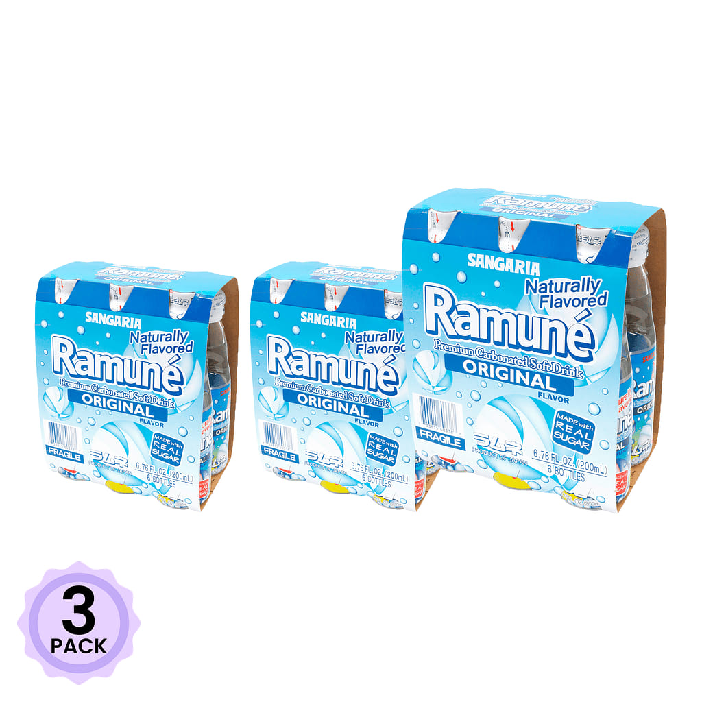 Sangaria Ramune Soft Drink, Original Flavor 200 ml*6 bottles*3 pack