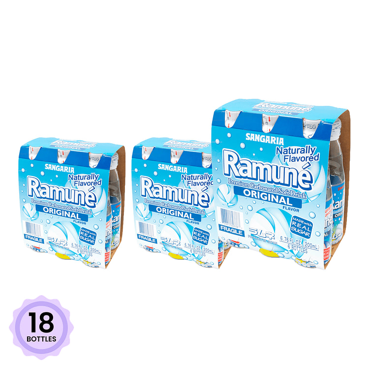 Sangaria Ramune Soft Drink, Original Flavor 200 ml*18 bottles