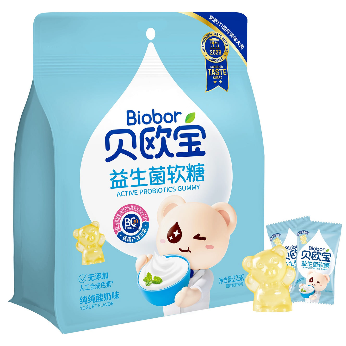 贝欧宝活性益生菌小熊软糖儿童宝宝健康营养零食糖 7.94 盎司