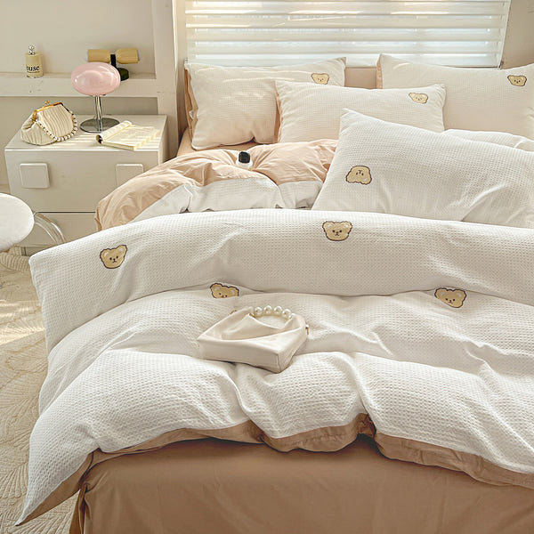 Teddy Waffle Bedding Set Ivory-Twin 2000 g