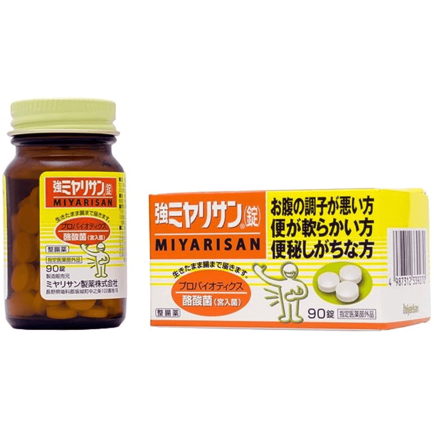 Miyarisan Intestinal Tablets with Lactic Acid Bacteria ameliorate Discomfort in the Abdomen Loose Stools Difficulty defecating etc. 90 Tablets 1 each