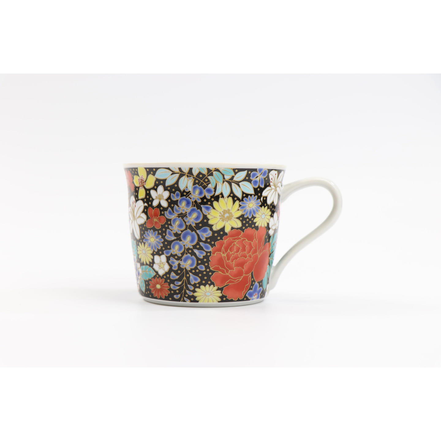 Kutani Ware Black Flower cup SK-412 3.54×3.54×2.91in 1 count