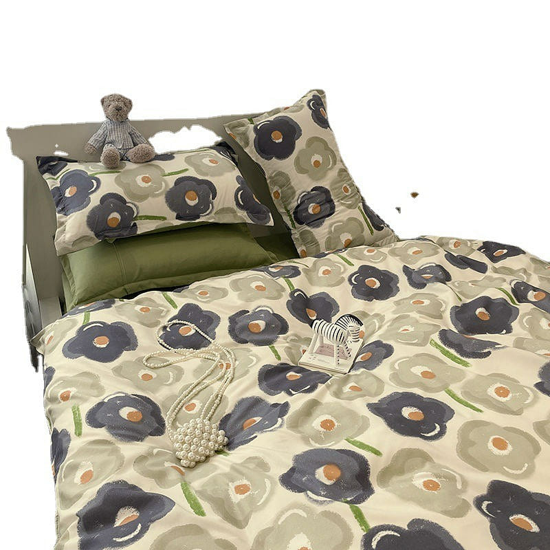 [Hokkaido Flower Season 180*220] INS Bed 4 Piece Duvet Cover + Sheet + Pillow Ca 1 each