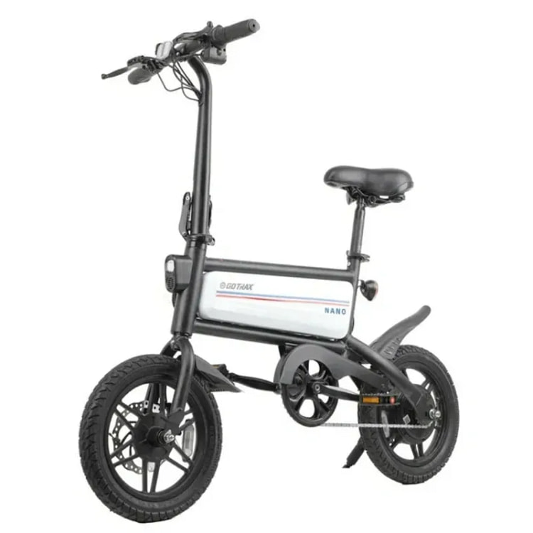 Gotrax Nano 14 英寸折叠成人电动自行车，可折叠城市自行车，白色