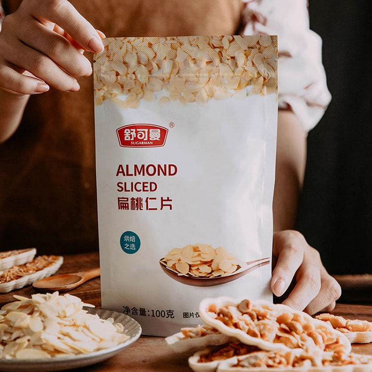 舒可曼 扁桃仁片食材烘焙专用材料 100g*1袋