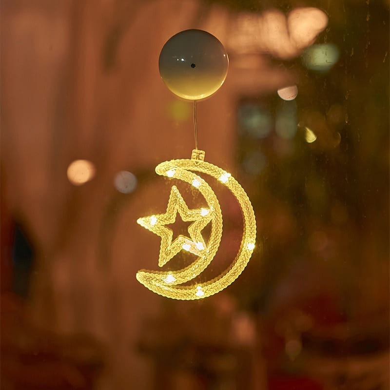 Moon&Star-Wire Suction Cup Lights, deal for Scene Decoration (Pack 2) 2 count