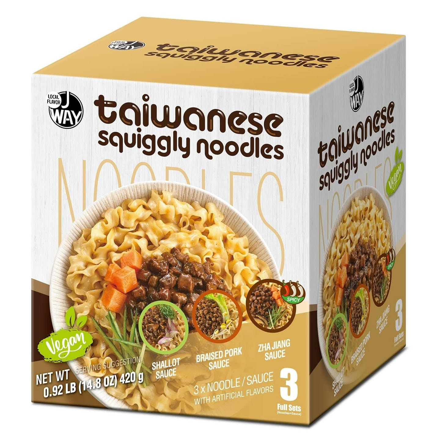 JWAY Instant Squiggly Noodles Pack of 3 Flavors 1 box