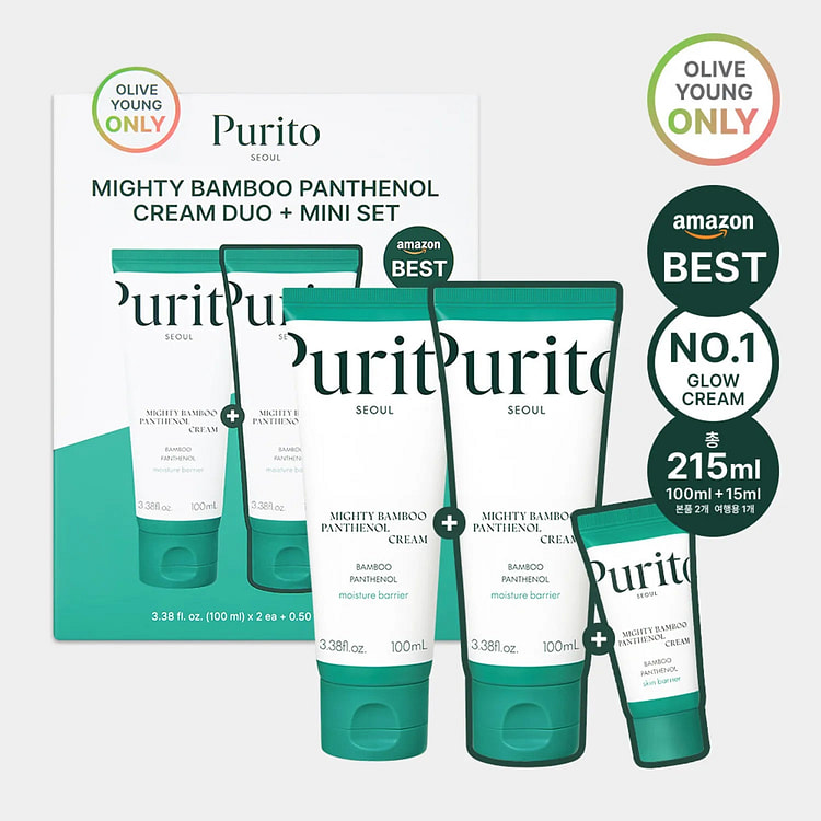 Purito Bamboo Panthenol Cream 100ml Duo Set +15ml 1 each