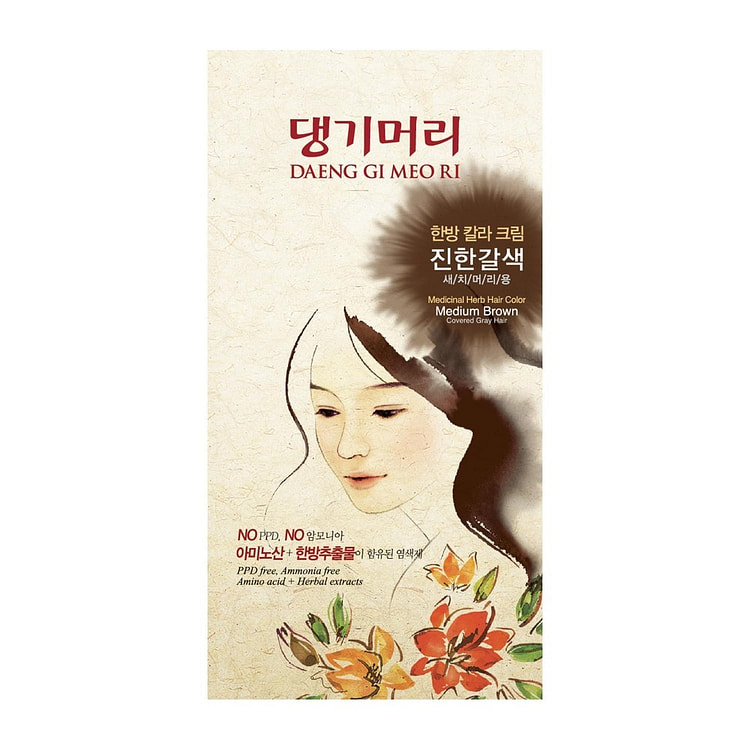 药草染发剂套装 - 中棕色 - K-Beauty 染发剂