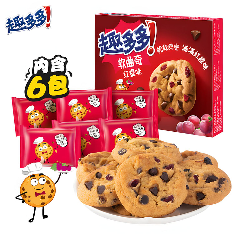趣多多 软式曲奇饼干 甜蜜红提味