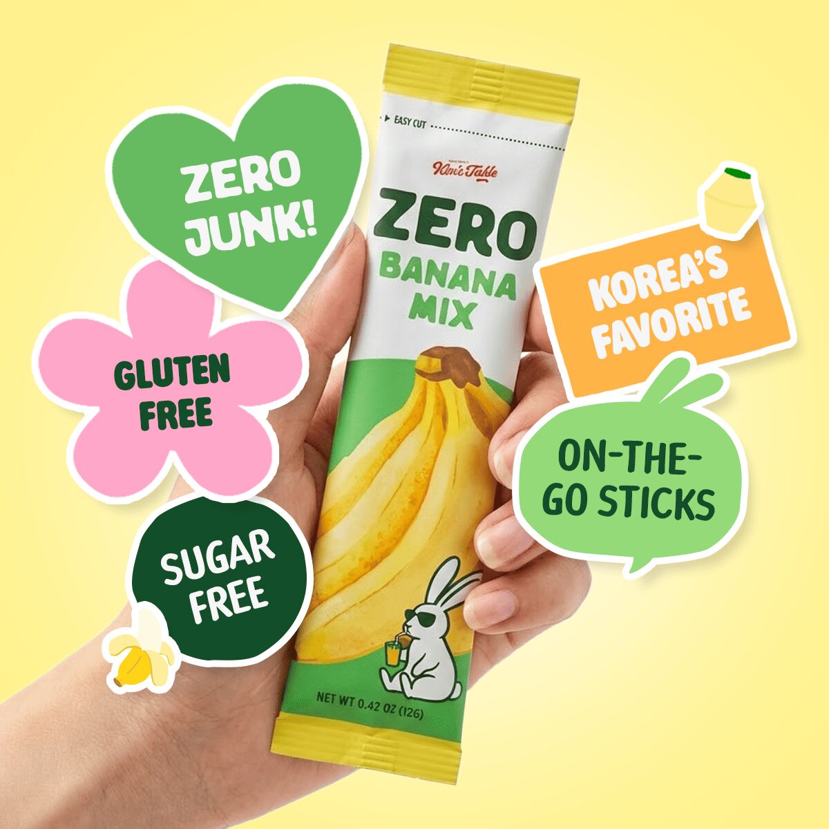 Get Kim's Table Banana Milk Flavored Mix Zero Sugar 4.23 oz