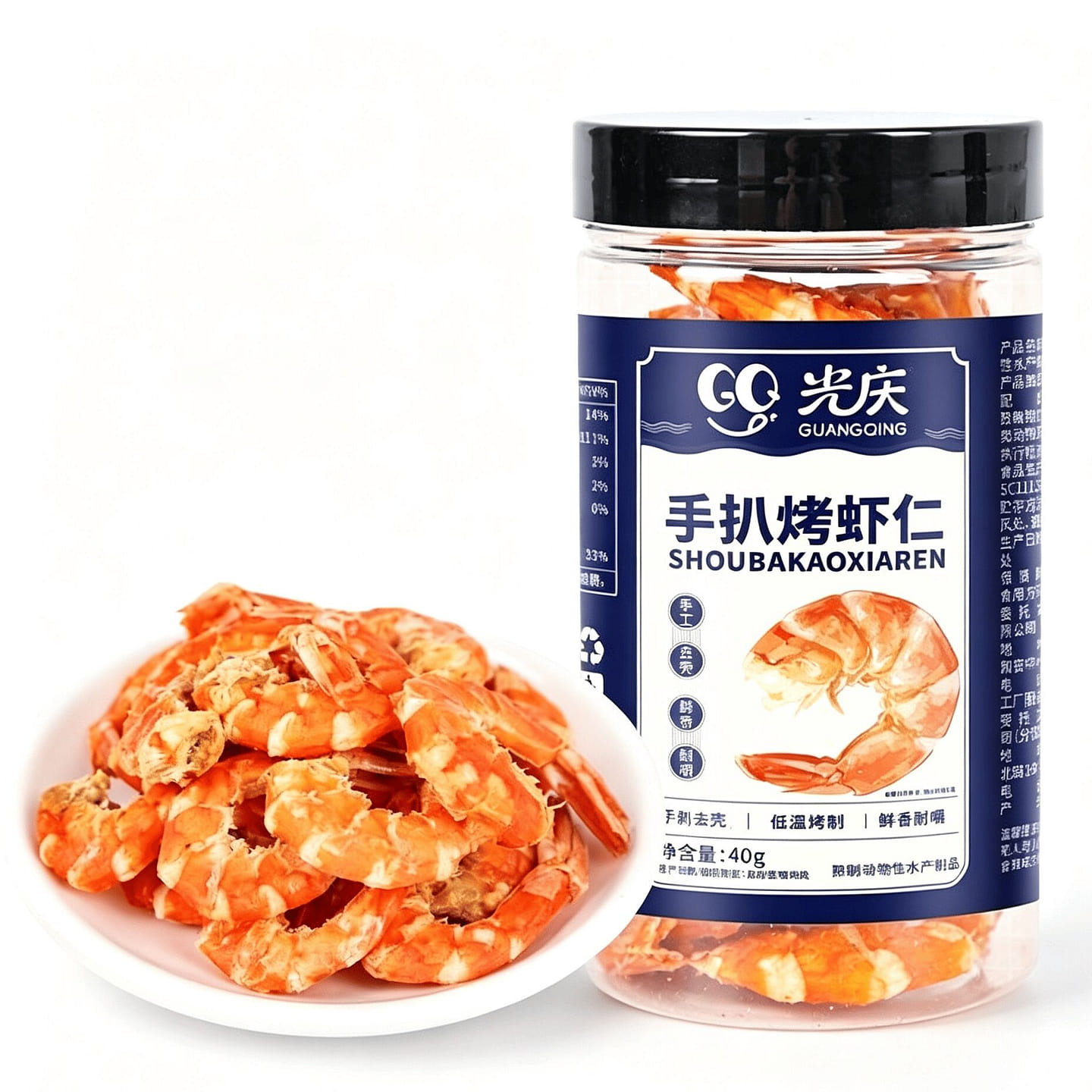 40g of roasted shelled shrimp, hand-peeled 40 g