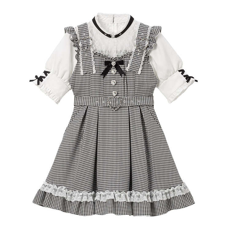 DearMyLove Lace Dress Check Black L