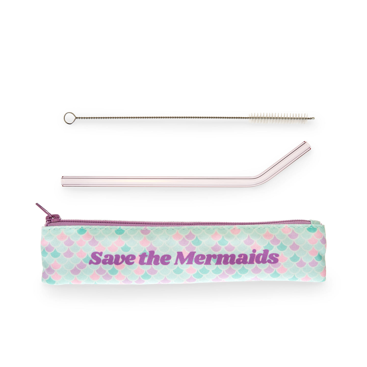 Save the Mermaids Glass Straw Set by Blush® 2 each