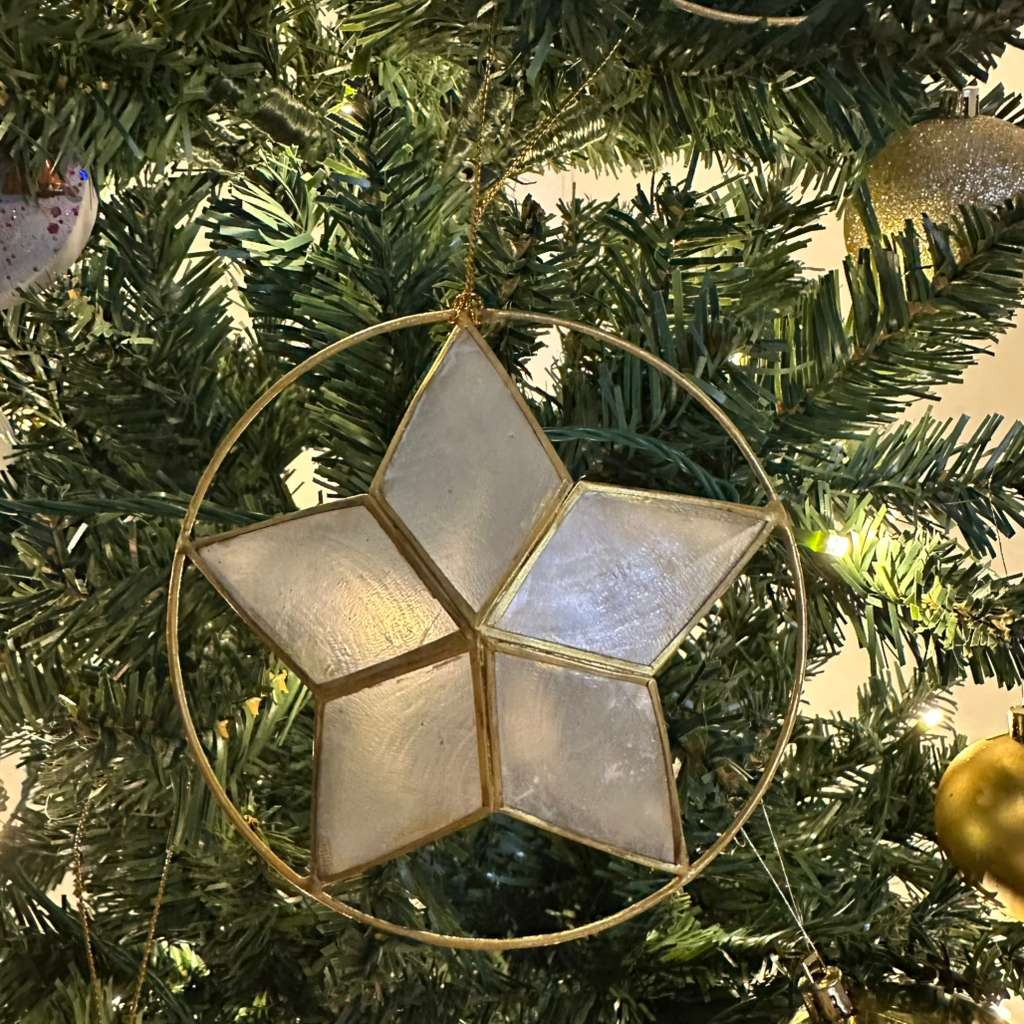 Capiz Star Ornaments Wht 4 个