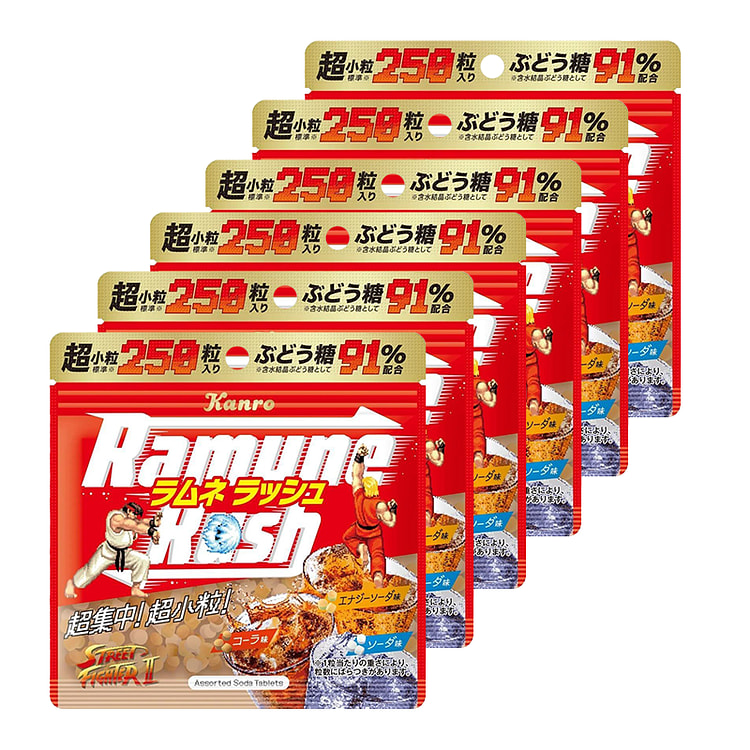 Kanro Ramune Rush Assorted Soda Tablets 50gx6 (Best before 01/31/2025)