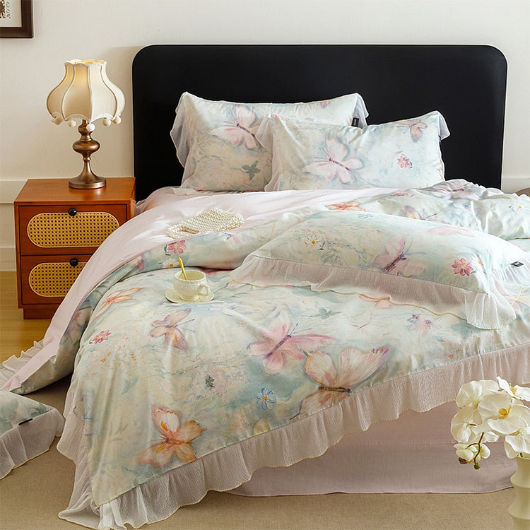 Oil Painting Butterfly Bedding Set Oversized 1 each