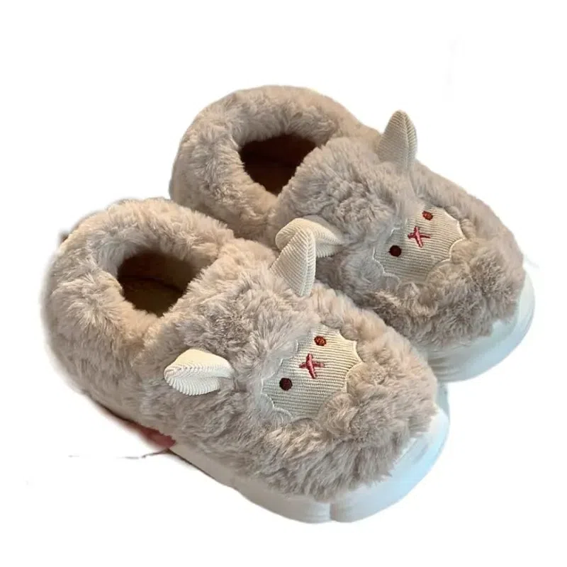 Cute Sheep Autumn And Winter Cotton Slippers – With Upper Brown 38-39 1 Pairs 1 each