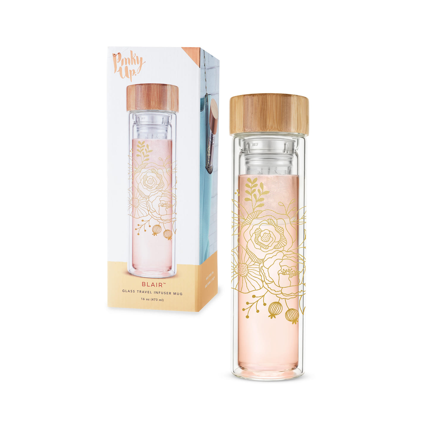 Blair™ Bouquet Glass Travel Infuser Mug by Pinky Up® 1 each