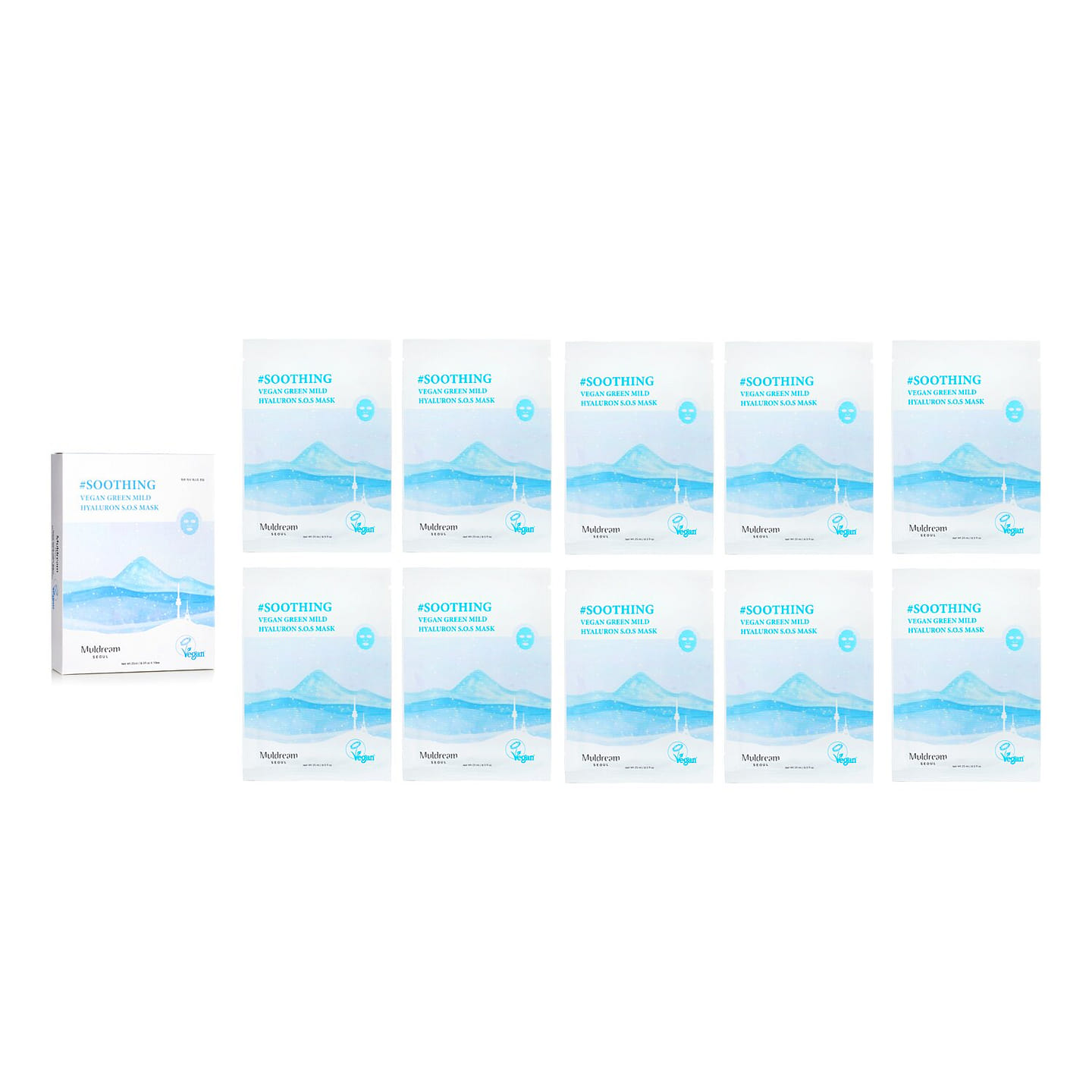 Muldream Vegan Green Mild Hyaluron S.O.S Mask 10 each