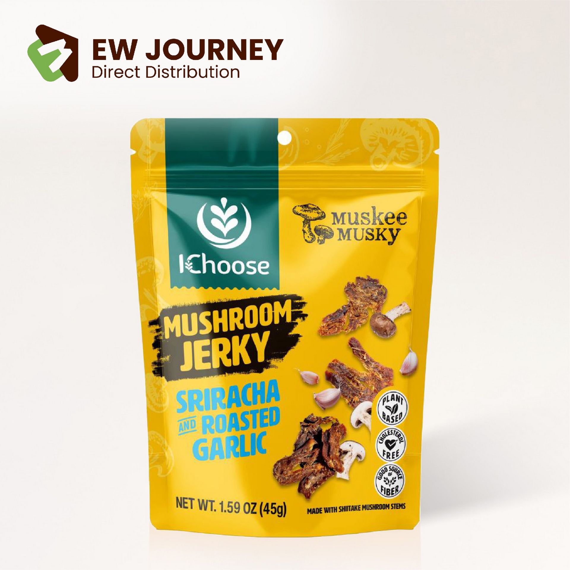 Mushroom Jerky Sriracha & Roasted Garlic, Vegan 45 g