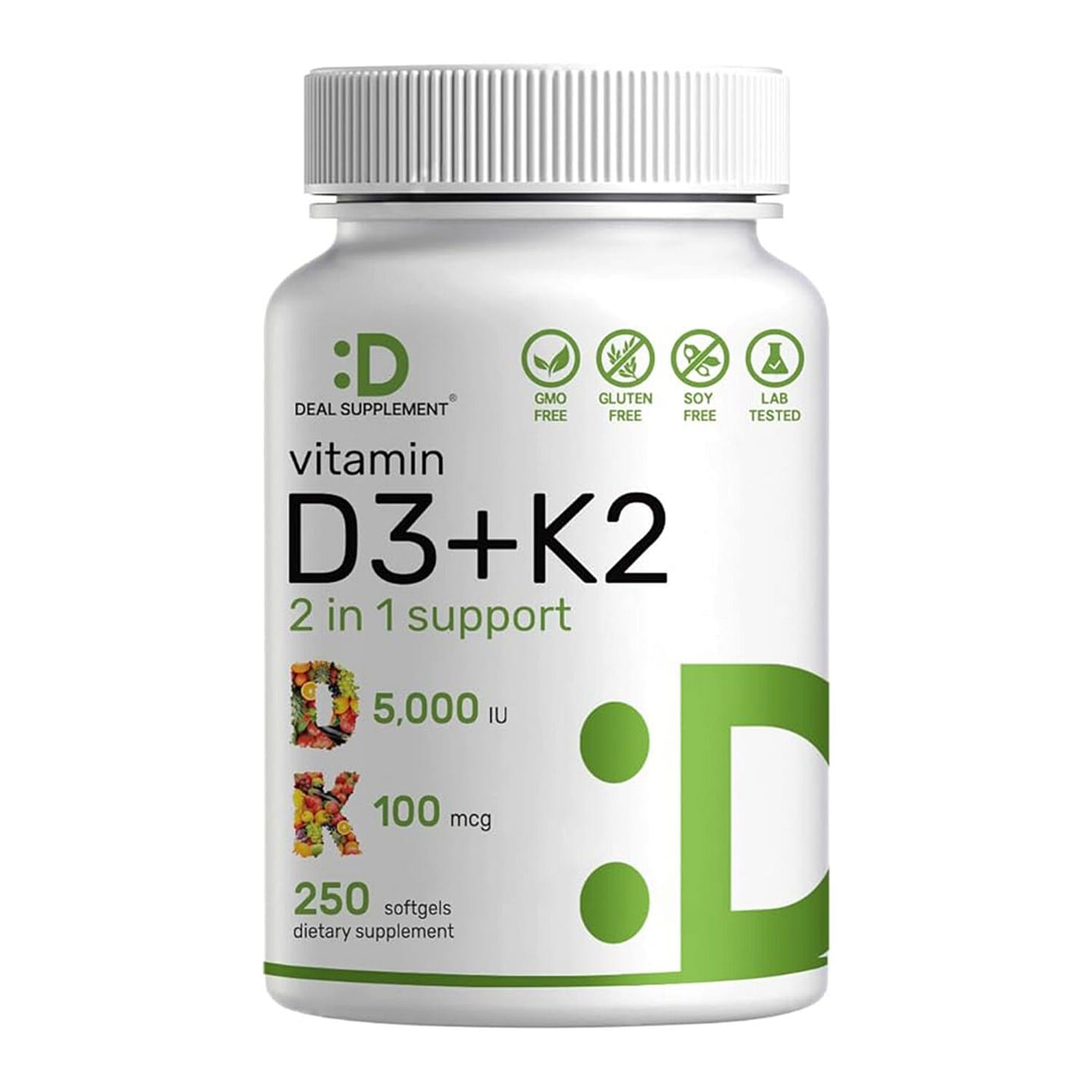 DS Vitamin D3 & K2, 250 Veggie Softgels 1 bottle