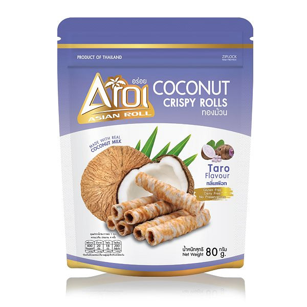 Aroi Asian Roll Coconut Crispy Rolls Taro Flavor 1 each
