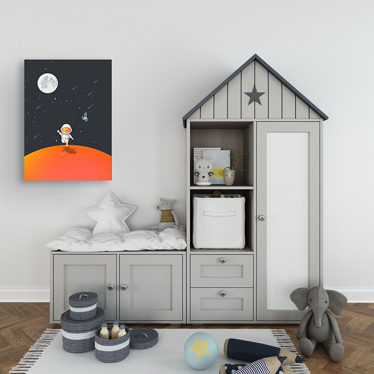 Yi Painting 装饰画 太空遨游 实木内框装裱 40cm x 60cm D款