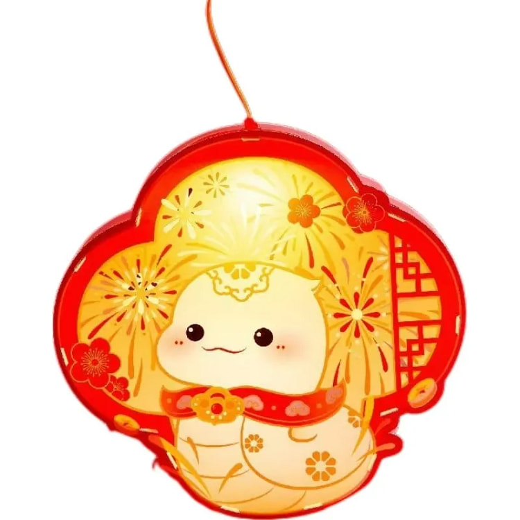 【中国直邮】故宫淘宝 2025新年灯笼 灵蛇献瑞 宫猫送福 新年 手提diy -灵蛇烟花 1个