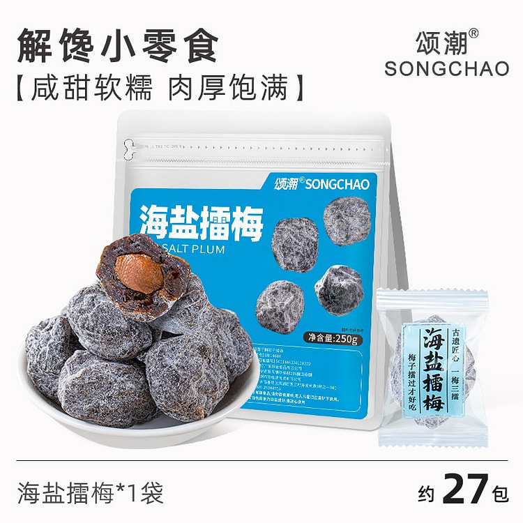 27包  颂潮海盐擂梅馋小零食咸甜果脯蜜饯 250 克