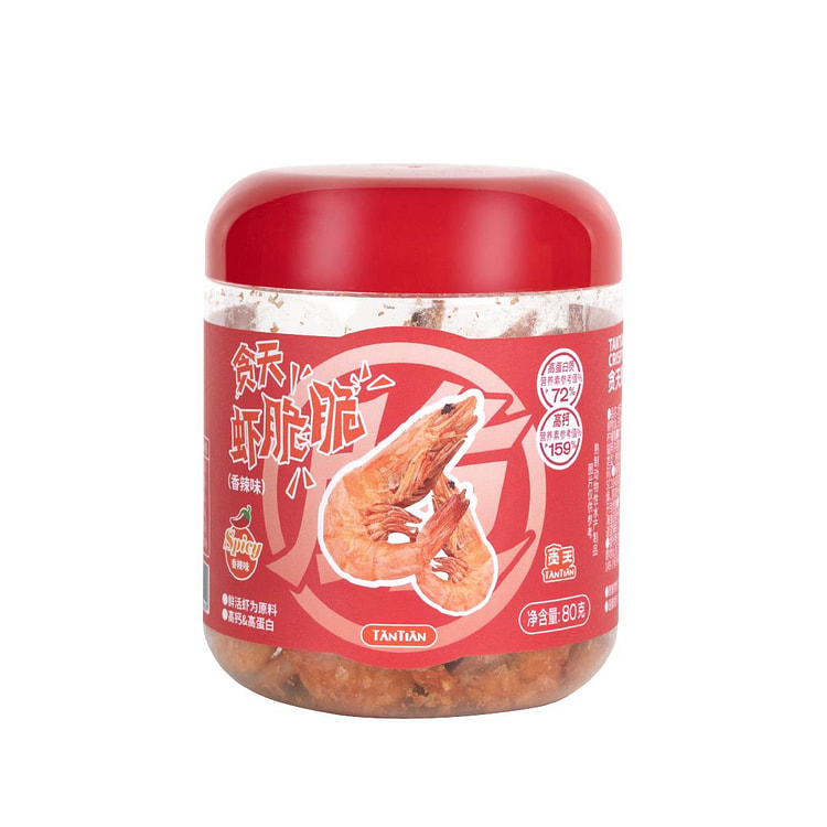 拌颜齐 贪天虾脆脆香辣味虾干下酒菜 80g*1罐