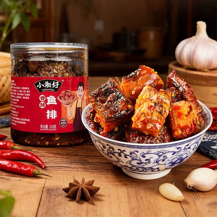 香辣鱼排 湖南特产小吃 辣酱熏鱼 开瓶即食 1瓶 320 克