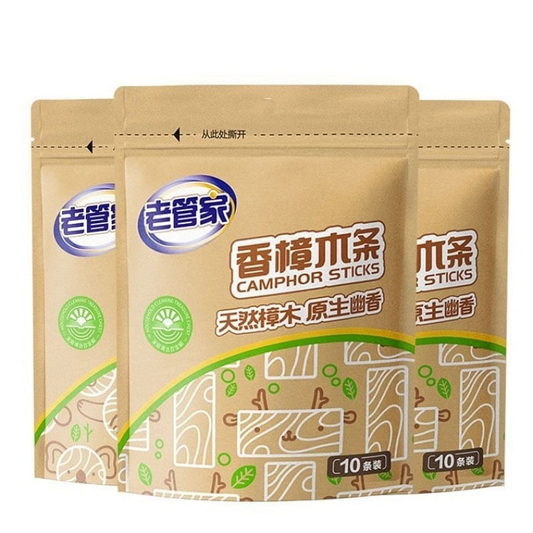 老管家 樟脑丸无毒樟木条防虫衣物柜子除味 30根