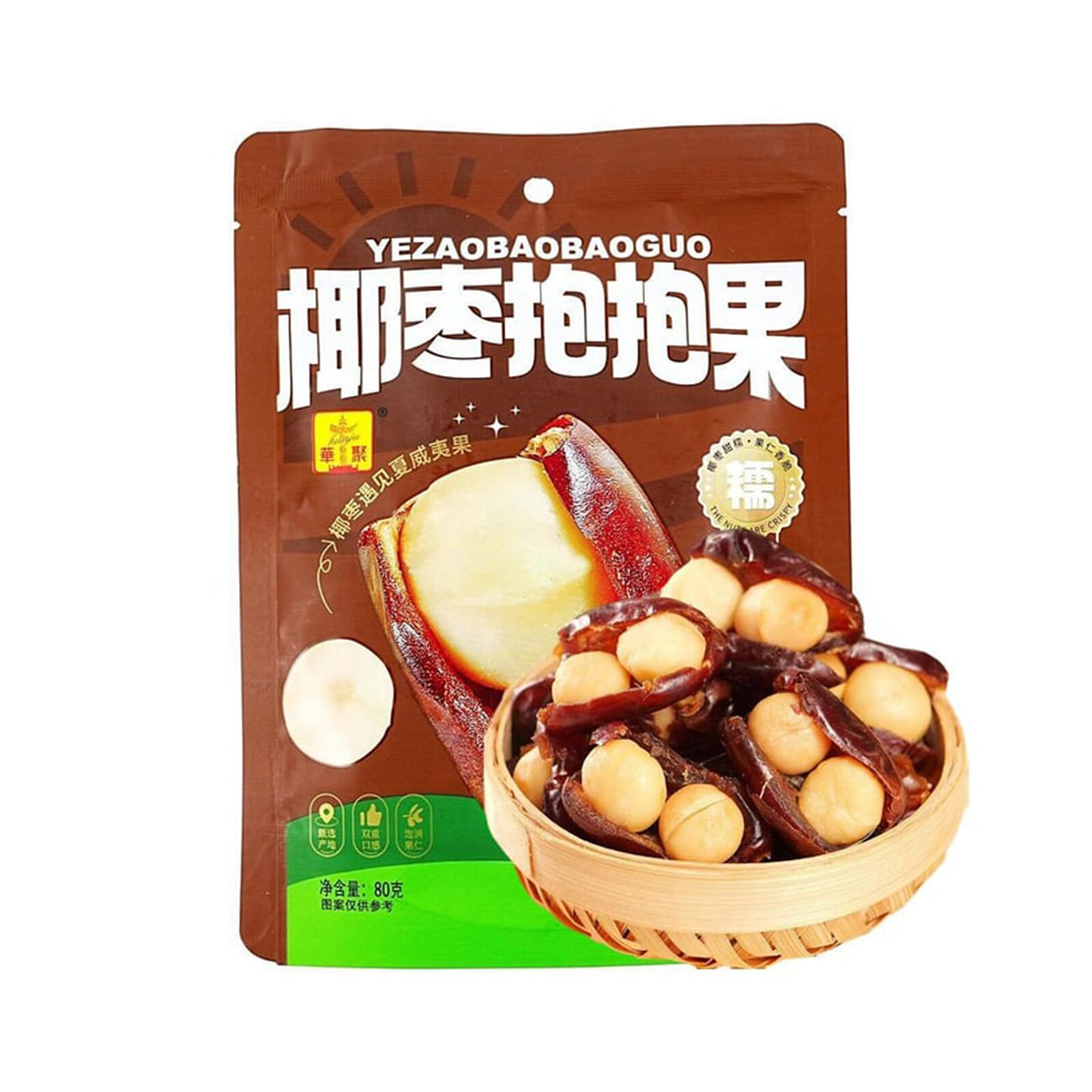 HUA JU Dates And Macadamia Nut Dried Fruit 80 g