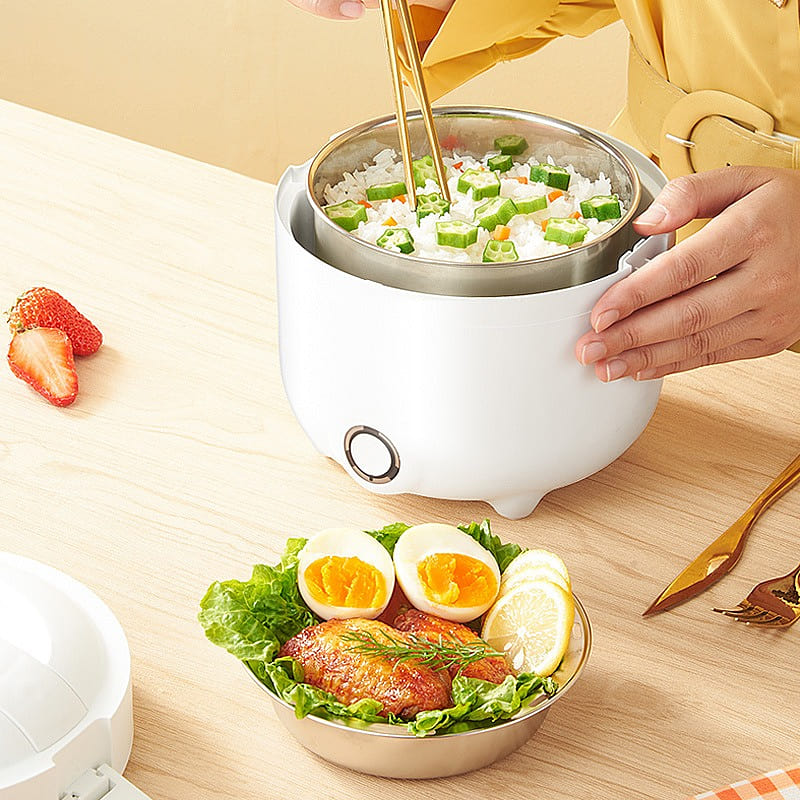 Electric lunch box self-heating bento box stainless steel inner tank white 1 each