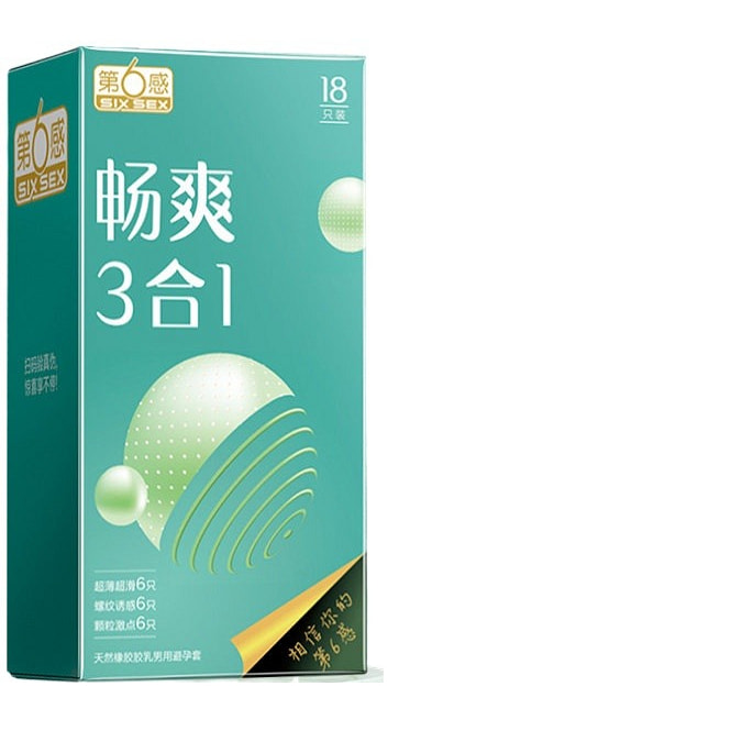 第六感三合一超薄大颗粒螺纹避孕套 18只*1盒 1 个