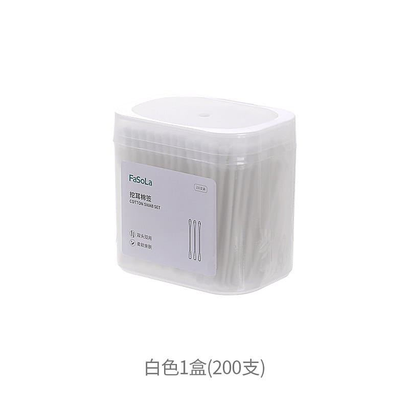 Ear swabs Disposable double-ended spiral swabs 1 box/200pcs white 1 count
