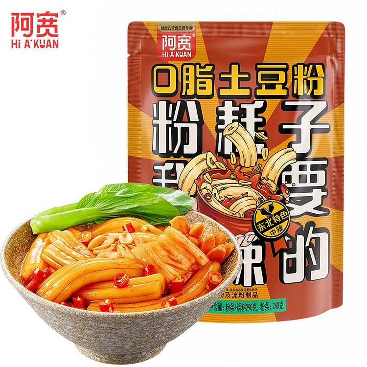 阿宽东北粉耗子甜辣味粗土豆粉空心粉干拌 290 克