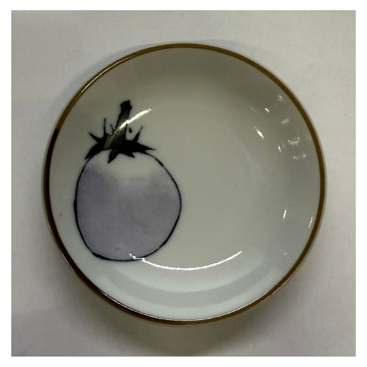 Watts Hand-painted Eggplant Pattern Ceramic Plate