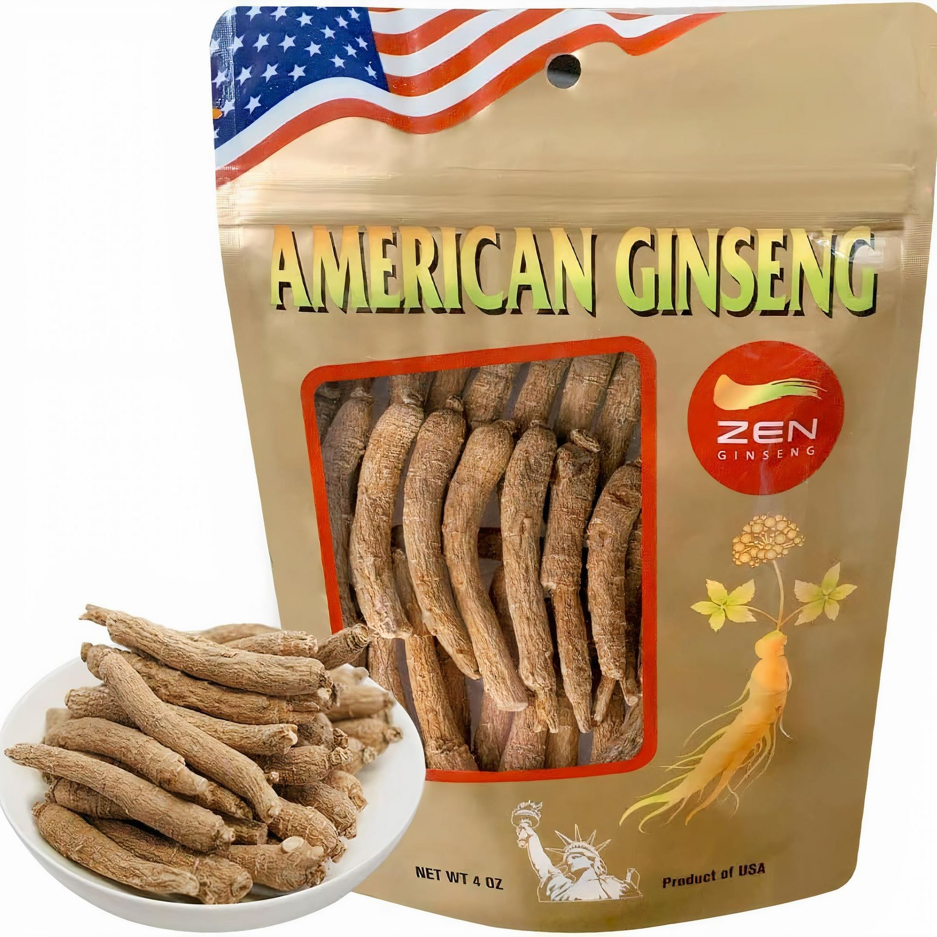 American Wisconsin Ginseng Root Long Root 4oz Bag 1 each